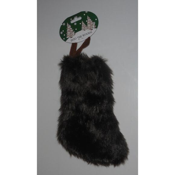 Christmas Stocking Black 8" Fake Fur without Cuff by Into The Woods - Picture 1 of 2